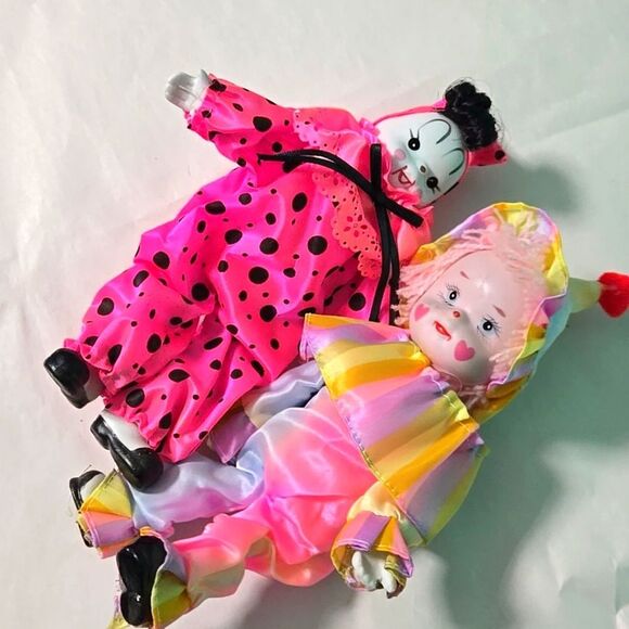 Vintage 70's Porcelain Creepy Killer Clown Perriot Retro Doll Lot - Picture 10 of 11